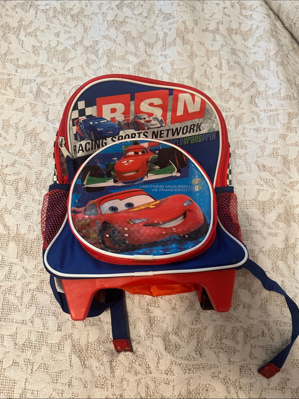 Lightning McQueen Kids Backpack in Red and Blue - Racing Design